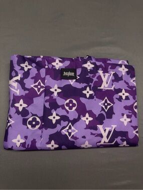 Purple Camouflage Duffel Tote with Monogram Pattern